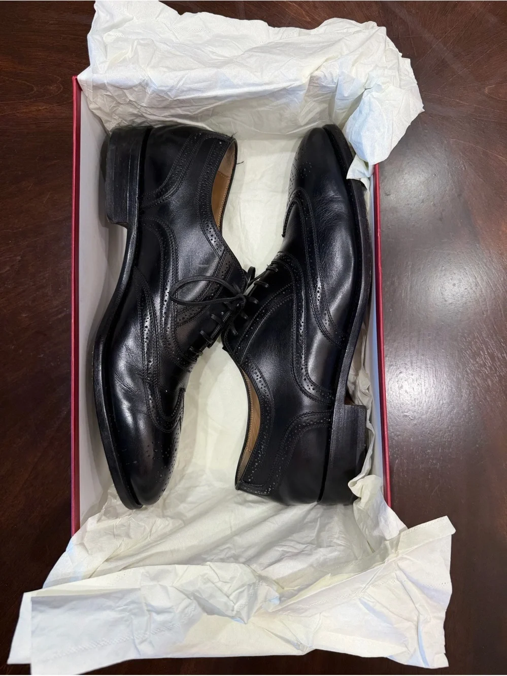 Salvatore Ferragamo Tramezza Black Leather Brogue Oxfords size 10D
